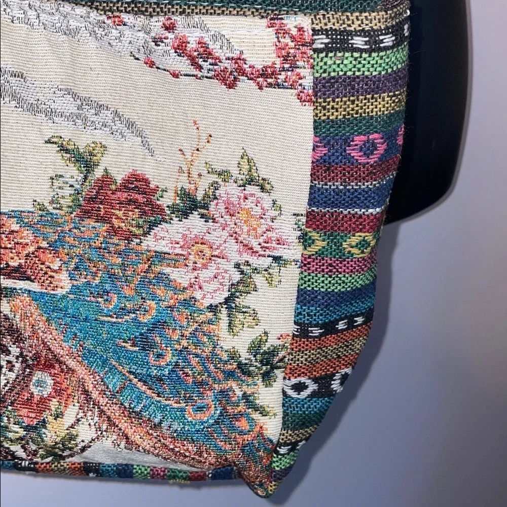 Peacock Embroidered Tapestry Crossbody Purse Bag